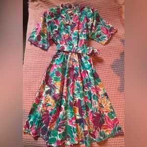 VINTAGE CABRAIS Colorful Floral Dress SIZE 10